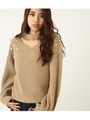 チョーカーネックFパールKnit TOP/BEG