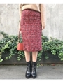 ツイードミモレタイトスカート/ラズベリーピンク(273)