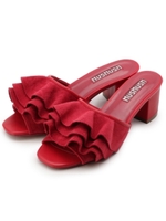 デニムフリル ミュール/ワインレッド(063)