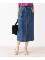 デニムロングスカート/ブルー(092)