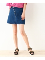 デニム台形ミニスカート/ブルー(092)