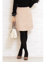 ドットジャガード台形ミニスカート/ミルクティベージュ(040)