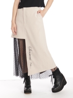 ドットチュールコンビスカート/ベージュ