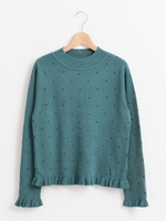 ドットフリルニット/ブルー