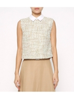 ノースリツイードシャツTOP/WHT