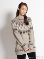 ノルディック求心ジャカードニットプルオーバー/生成