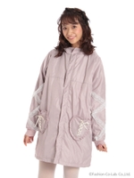 ハート型ポケレースリボン付きコート/ピンク