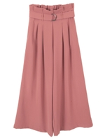 ハイウエストDカンベルト付きタックワイドパンツ/ピンク