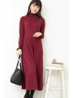 ハイネックニットマキシワンピース/ボルドー(070)