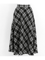 バイヤスチェックフレアスカート/ブラック(027)