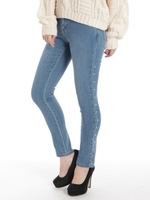 パールスタッズ付きスキニーパンツ/ブルー