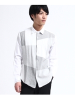 パッチワークニットドッキングシャツ/ホワイト(501)