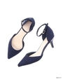 ビジュー×パールレースセパレートパンプス/NAVY