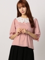 ピュアフローラフラットカラーブラウス/ピンク