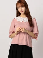 ピュアフローラフラットカラーブラウス/ピンク