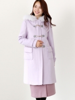 フードファーダッフルコート/ラベンダー