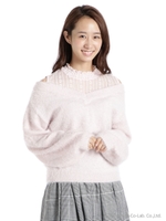 フェザーヤーン見せかけニット/ピンク