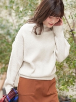 フォックス混ボートネックプルオーバー/ベージュ