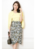 フラワープリントタイトスカート/イエロー