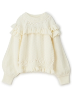 フリルコンパクトニットトップス/オフホワイト