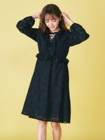 フロントレースアップワンピース/ブラック