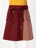 ブロッキングトレンチスカート/ボルドー
