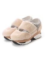 プラットフォームファースニーカー/ベージュ