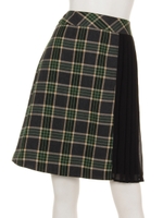 プリーツ×配色台形スカート（8R10-10050）/グリーン