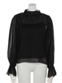 プリーツシフォンH/NブラウスTOP/BLK