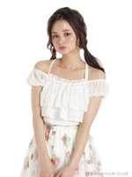 プリーツフリルブラウス/ホワイト