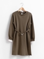 ベルト付スウェットワンピ/ブラウン