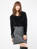 ベロアツイードスカート/ブルー