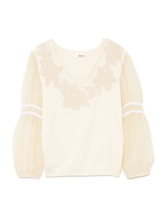 ベロア刺繍ニットプルオーバー/OWHT