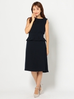 ペプラムベルトタイトドレス/ネイビー