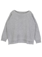 ボートネックボックスニットプルオーバー/杢グレー
