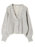 ボア風ループニットカーディガン/ライトグレー
