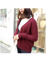 ボタンカーディガン/ワイン