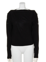 ボタンダウンニットトップス/ブラック