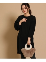 ボリューム袖ツイルワンピース/ブラック(019)