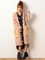 ポケットファーコート/ベージュ