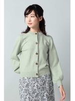 マーブルボタンニットカーディガン/ライトグリーン(130)