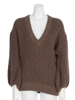 マンダリン袖ボリュームVニット/モカ