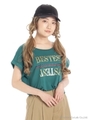 ライン入りロゴプリントTシャツ/ミドリ