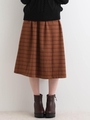 ラップ細ベルトスカート/ブラウン柄
