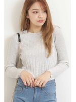 ラメプレーティングリブニット/グレー(020)
