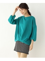 リブニットソーチュニックワンピース/ダークグリーン(023)