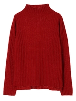 リブニットプルオーバー/レッド