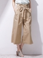リボンベルトクロップドワイドパンツ/ベージュ