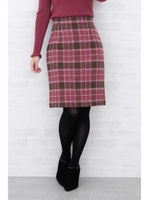 ループタータンチェックタイトスカート/マルベリーピンク3(093)