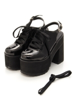 レースアップリボンシューズ/ブラック